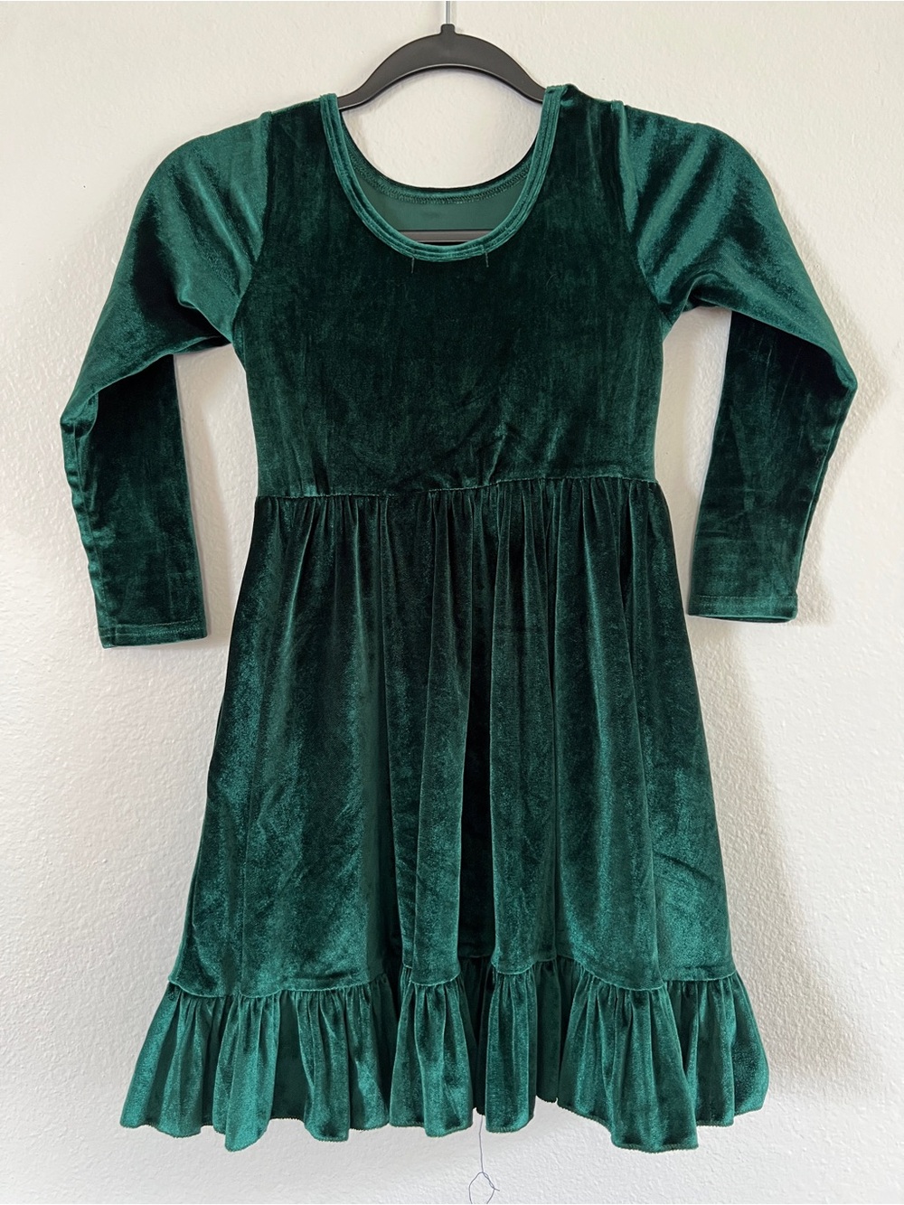 Emerald Green Velvet Long Sleeve Charm Dress - Picture 3 of 4